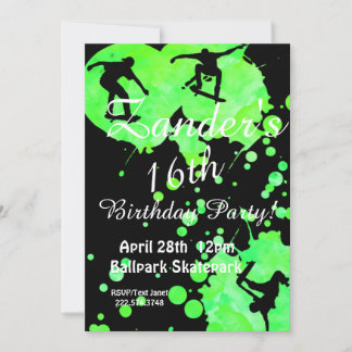 Skateboard Skate Park Invitation Anniversaire