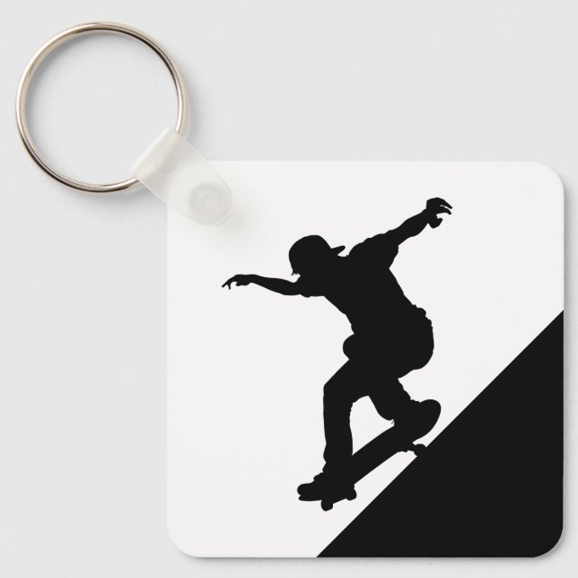 Skateboard Skateboard Spaß Silhouette Schlüsselanhänger (Vorderseite)
