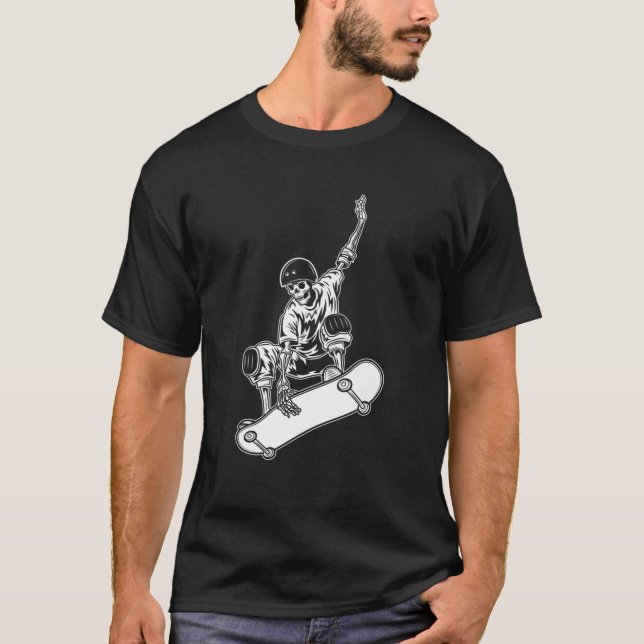 SKATEBOARD SKATER FUNNY HALFPIPE SKELETON T-Shirt (Vorderseite)
