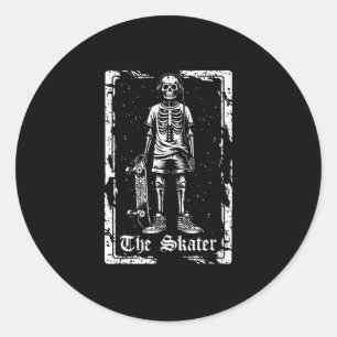 Skateboard Skater Skateboarding - Skelett Tarot C Runder Aufkleber