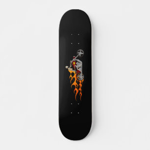 Skateboard Skeleton Bike Rider Avec Flames : Patinage