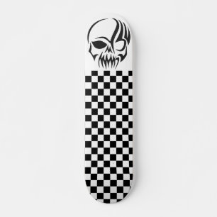 Skateboard Skeleton Tribal Tattoo & Checkers Skate