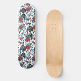 Skateboard Skeletos à la mode en Veste Jean avec Rose