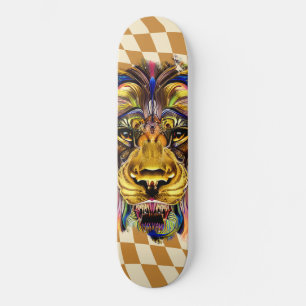 Skateboard Ski À damiers Retro Golden Lion