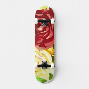 Skateboard Ski Art Roses Rouge et Jaune