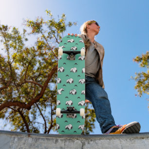 Skateboard Snoopy Moustaches et Motif Turquoise