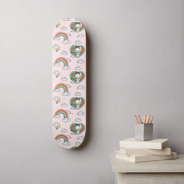 Skateboard Snoopy & Woodstock Rainbow Heart Motif (Art mural)