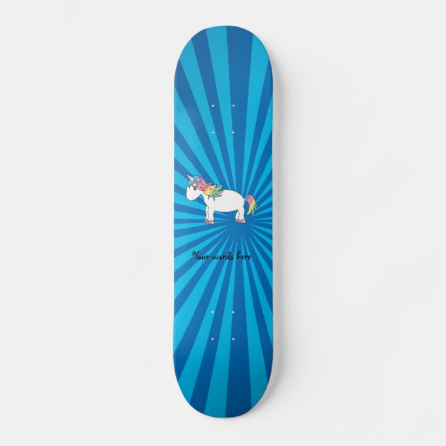 Skateboard Soleil bleu Unicorne (Recto)