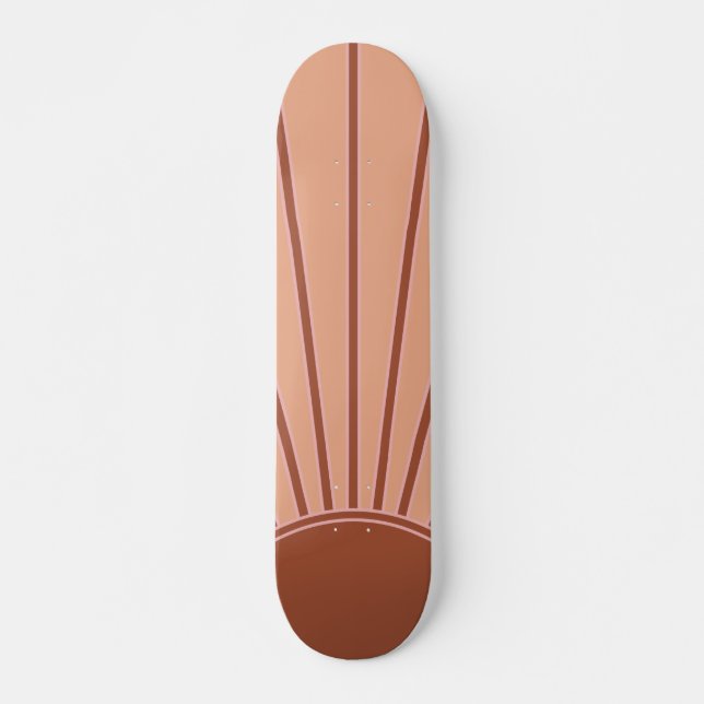 Skateboard Soleil Earth Tones Sunrise Brown Rust Retro Sunshi (Devant)