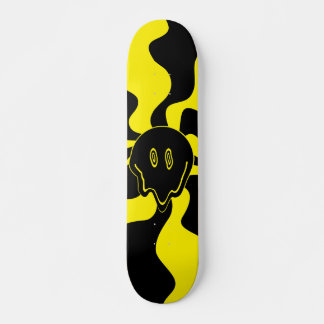 Skateboard Sourire fondu rétro noir et jaune