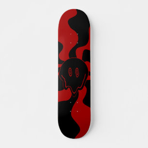 Skateboard Sourire Rouge et Noir Rétro Fondre