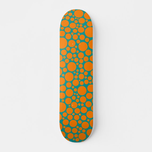 Skateboard Spotty - Orange en Turquoise (Devant)