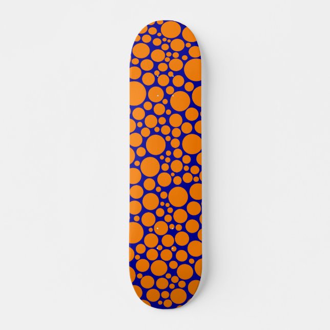 Skateboard Spotty - Orange sur Bleu foncé (Devant)