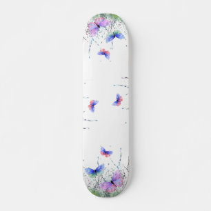 Skateboard Spring Joy - Papillons colorés volant dans la natu