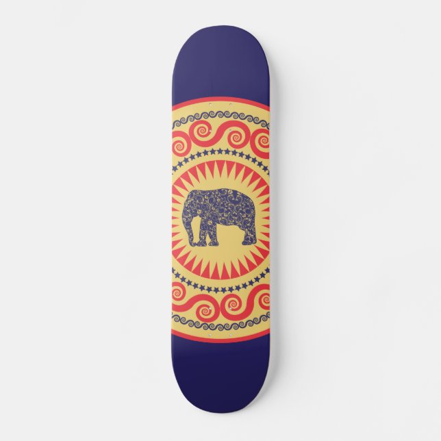 Skateboard StellaRoot Elephant Vintage Brûlé Damask (Recto)