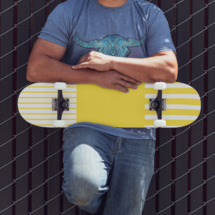Skateboard Stripes de pop couleur - Citron jaune et blanc