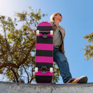 Skateboard Stripes inégales - Magenta et noir