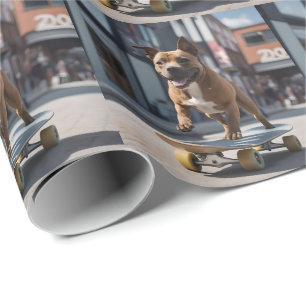 Skateboard Stunt: Ein Staffy für unterwegs Geschenkpapier