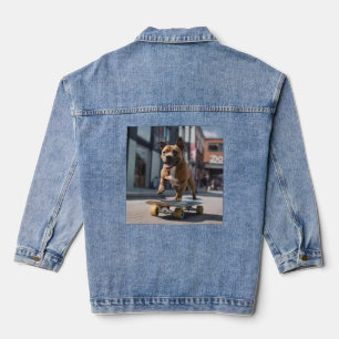 Skateboard Stunt: Ein Staffy für unterwegs Jeansjacke