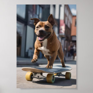 Skateboard Stunt: Ein Staffy für unterwegs Poster