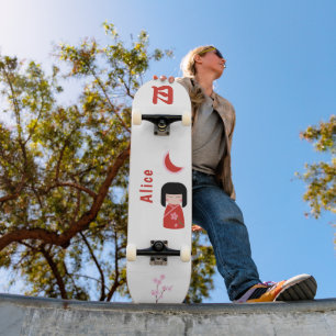 Skateboard Style japonais de fille avec Monogramme "Lune" et 