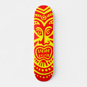 Skateboard Style Masque Tiki - Rouge sur Jaune