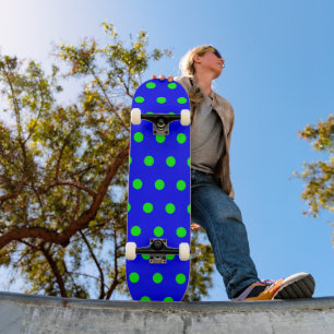 Skateboard Style rétro bleu et citron vert Polka point