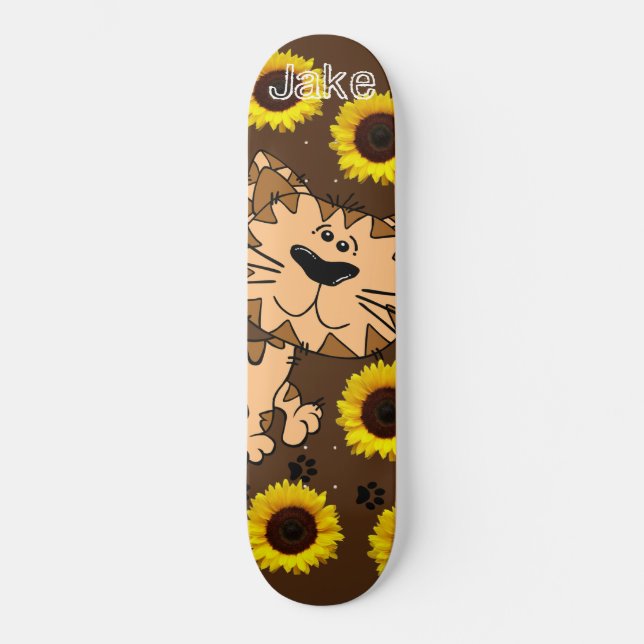 Skateboard Sunflower Kitten Cat (Vorderseite)