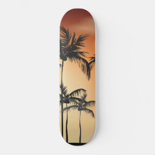 Skateboard Sunset Palm Trees Beach Summer