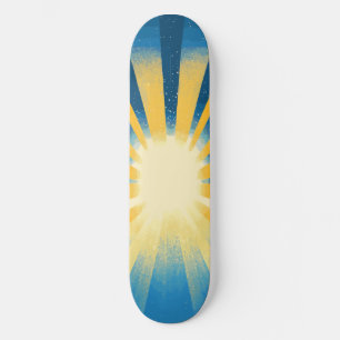 Skateboard Sunshine Sunrise Retro les années 70 Boho Blue Yel