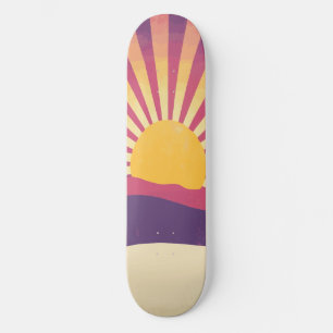 Skateboard Sunshine Sunrise Retro les années 70 Boho Jaune vi