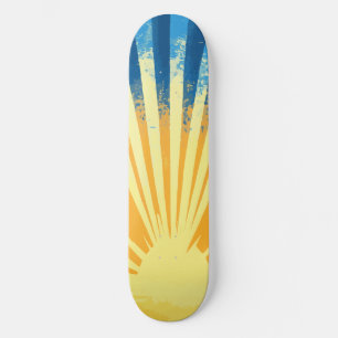 Skateboard Sunshine Sunset Retro les années 70 Boho bleu jaun