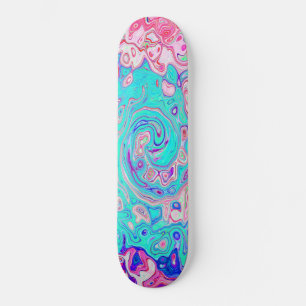 Skateboard Super Aqua Blue et rose Abstrait Retro Swirl