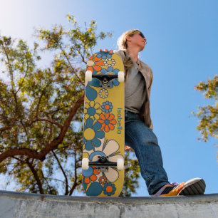 Skateboard Super Retro 60s les années 70 Fleurs Personnalisée