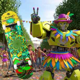 Skateboard Super vert jaune Abstrait spirale futuriste