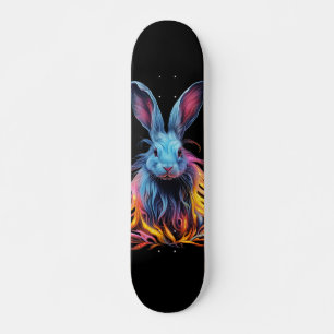 Skateboard Superbe Lapin Bleu en feu