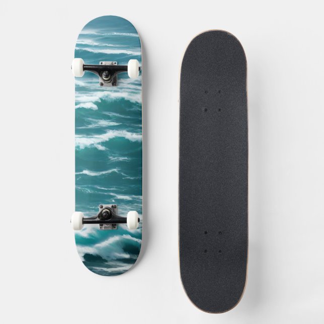 Skateboard Surf agité Turquoise Ocean Waves (Recto)