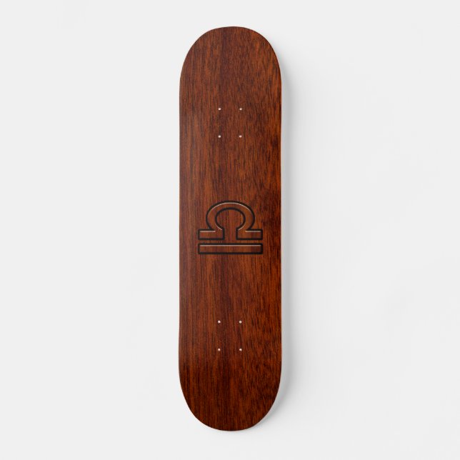 Skateboard Symbole de la Libra Zodiac sur l'acajou (Recto)