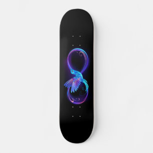 Skateboard Symbole de l'infini néon avec colibri lumineux