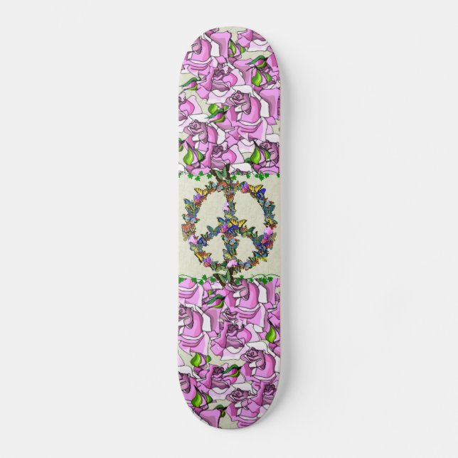 Skateboard Symbole de paix de papillon (Recto)
