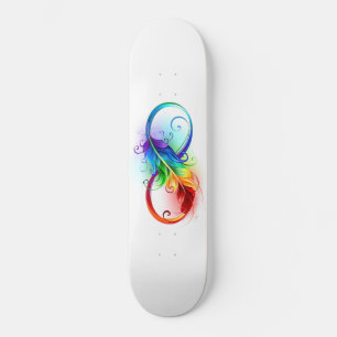 Skateboard Symbole d'infini avec plume arc-en-ciel