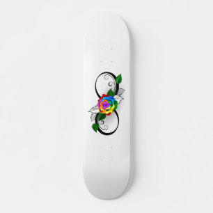 Skateboard Symbole d'infini avec rose arc-en-ciel