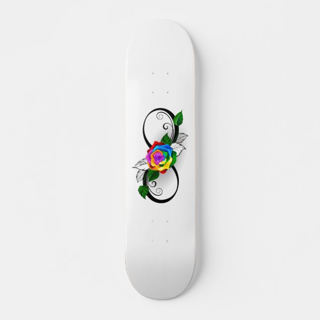 Skateboard Symbole d'infini avec Rose arc-en-ciel (Devant)