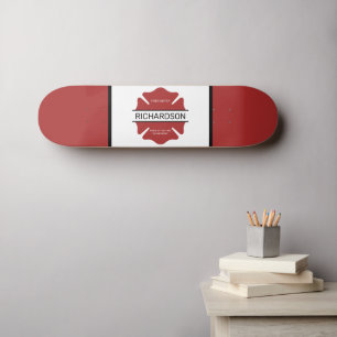 Skateboard Symbole logo rouge du pompier personnalisé