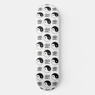Skateboard SYMBOLE YINyang Blanc Motif chinois