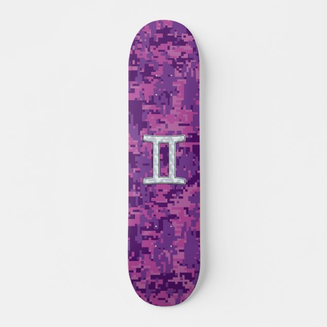 Skateboard SYMBOLE Zodiaque Pearl Gemini sur Camouflage numér (Devant)