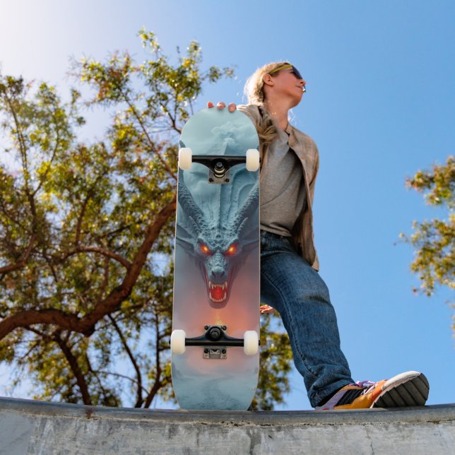 Skateboard Tabla de Skate Monstruo Rectil con Cuernos (Extérieur 1)