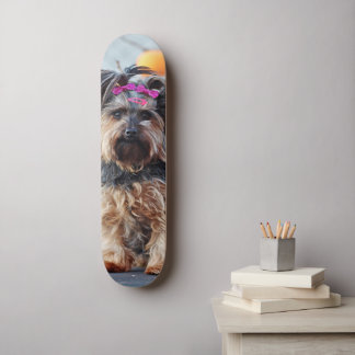 Skateboard Tabla de Skate Perrita Terrier con Lazos Rosados