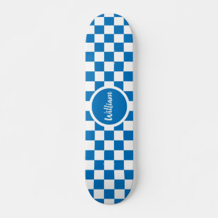 Skateboard Tableau de bord bleu et blanc Nom personnalisé