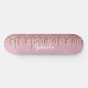 Skateboard Tableau de bord de Parties scintillant rose avec n
